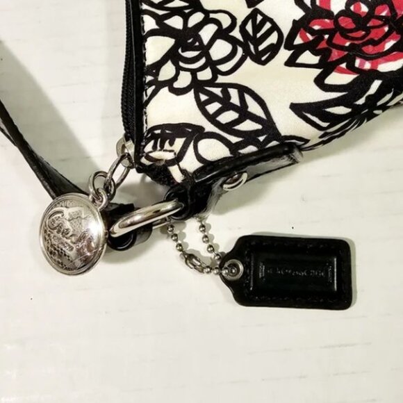 EUC Coach Satin Poppy Graffiti Y2K Flower Tote Wristlet Mini Purse 2 Tags - Picture 5 of 12